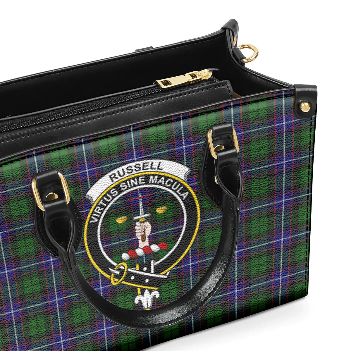 Russell Modern Tartan Crest Leather Handbag