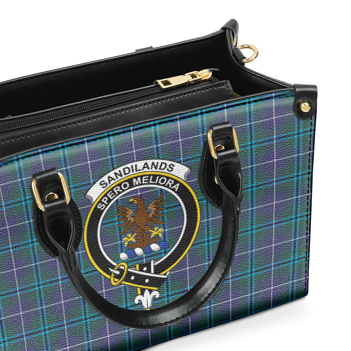 Sandilands Tartan Crest Leather Handbag