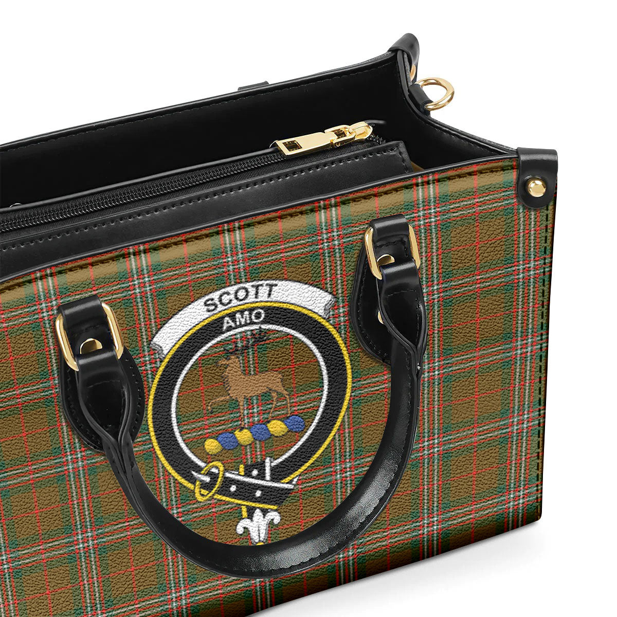 Scott Brown Modern Tartan Crest Leather Handbag