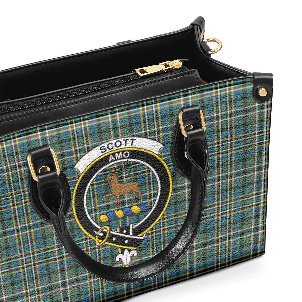 Scott Green Ancient Tartan Crest Leather Handbag