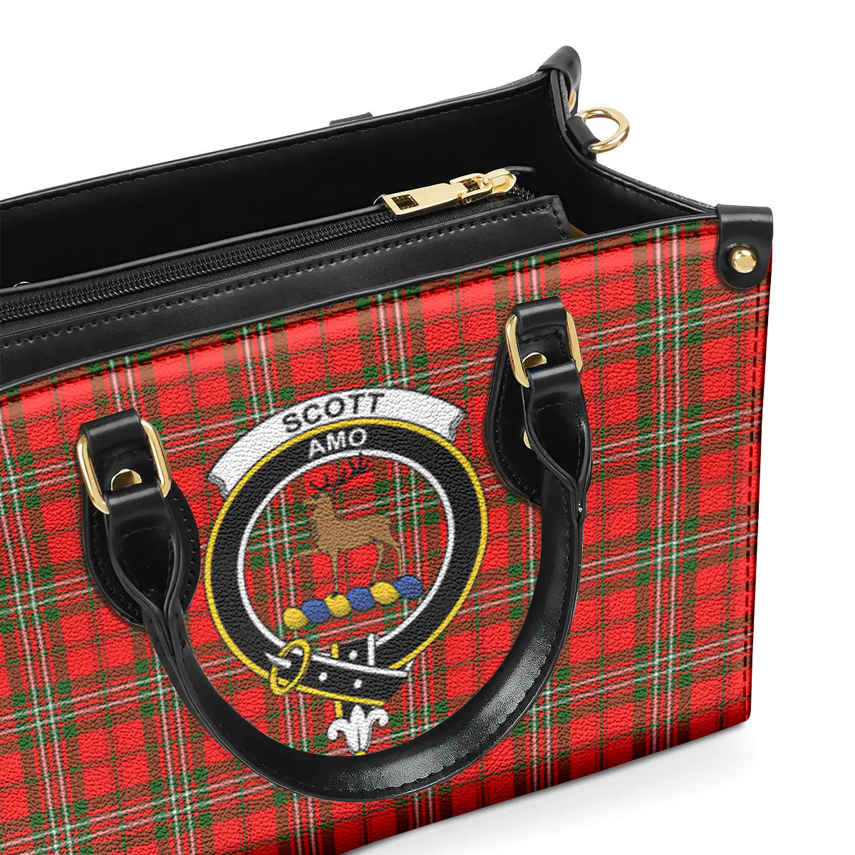 Scott Modern Tartan Crest Leather Handbag