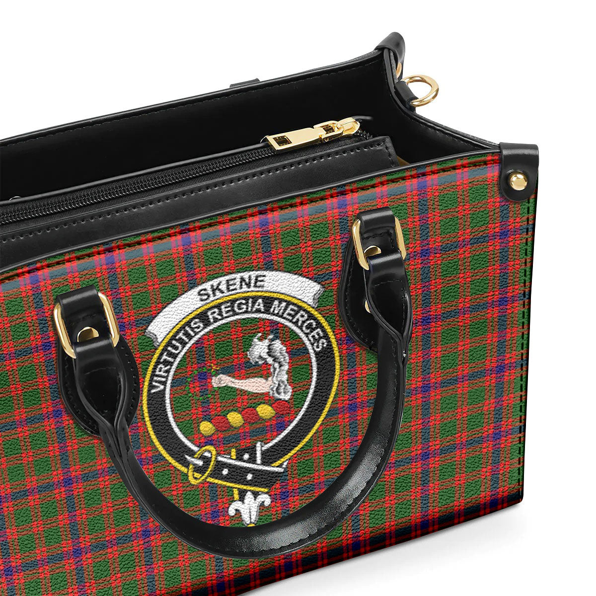 Skene Modern Tartan Crest Leather Handbag