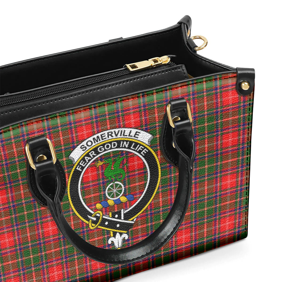 Somerville Tartan Crest Leather Handbag