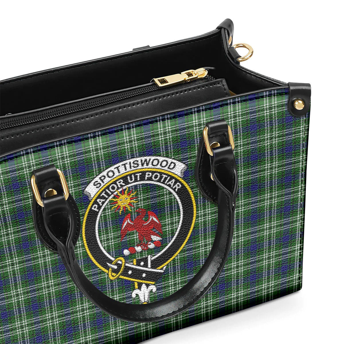 Spottiswood Tartan Crest Leather Handbag