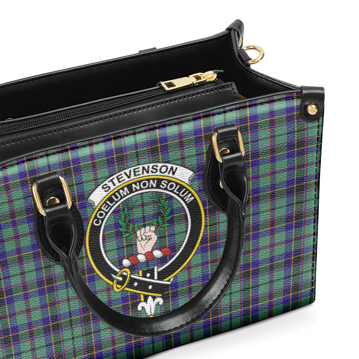 Stevenson Tartan Crest Leather Handbag