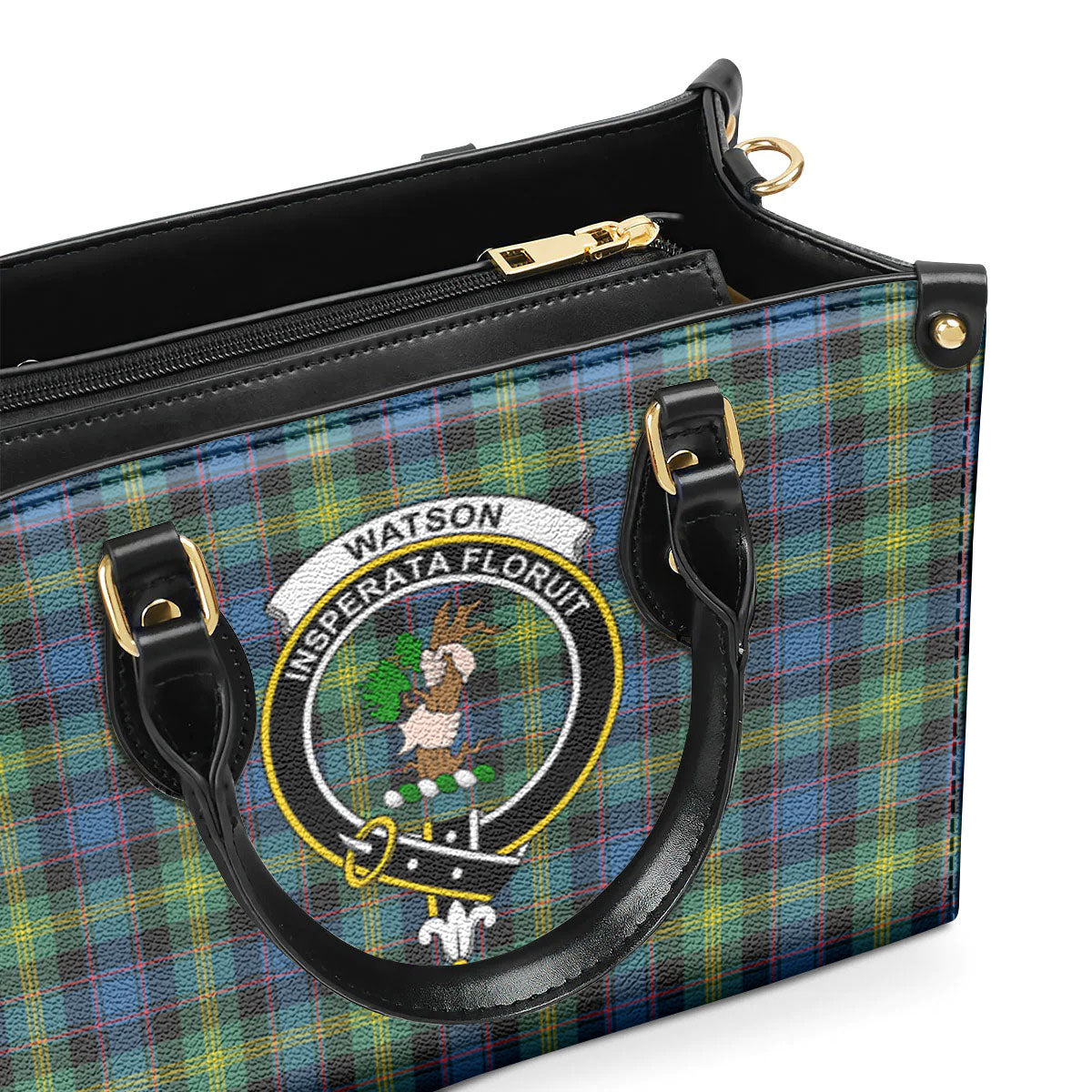 Watson Ancient Tartan Crest Leather Handbag