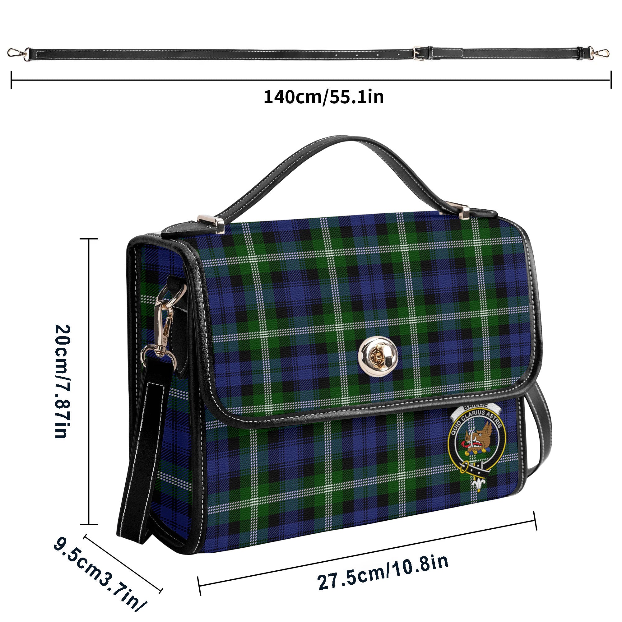 Baillie Modern Tartan Crest Satchel Bag