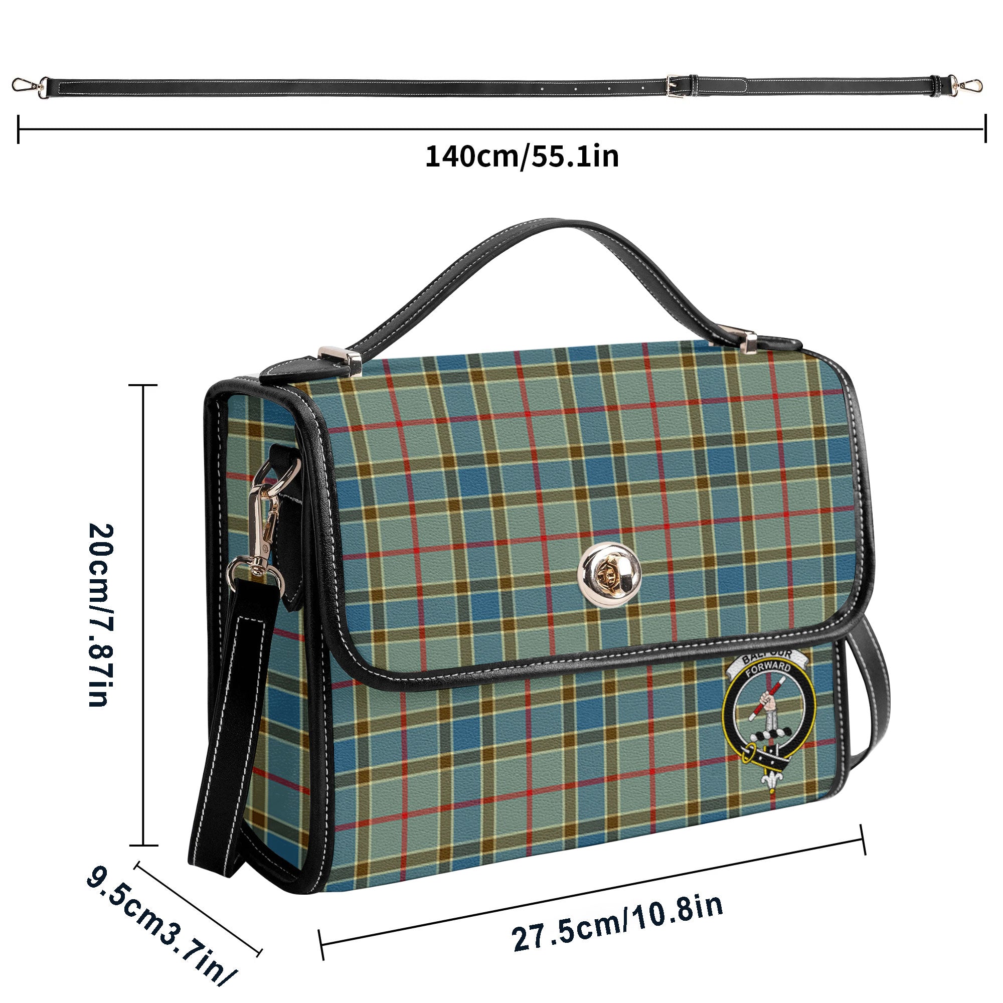 Balfour Blue Tartan Crest Satchel Bag