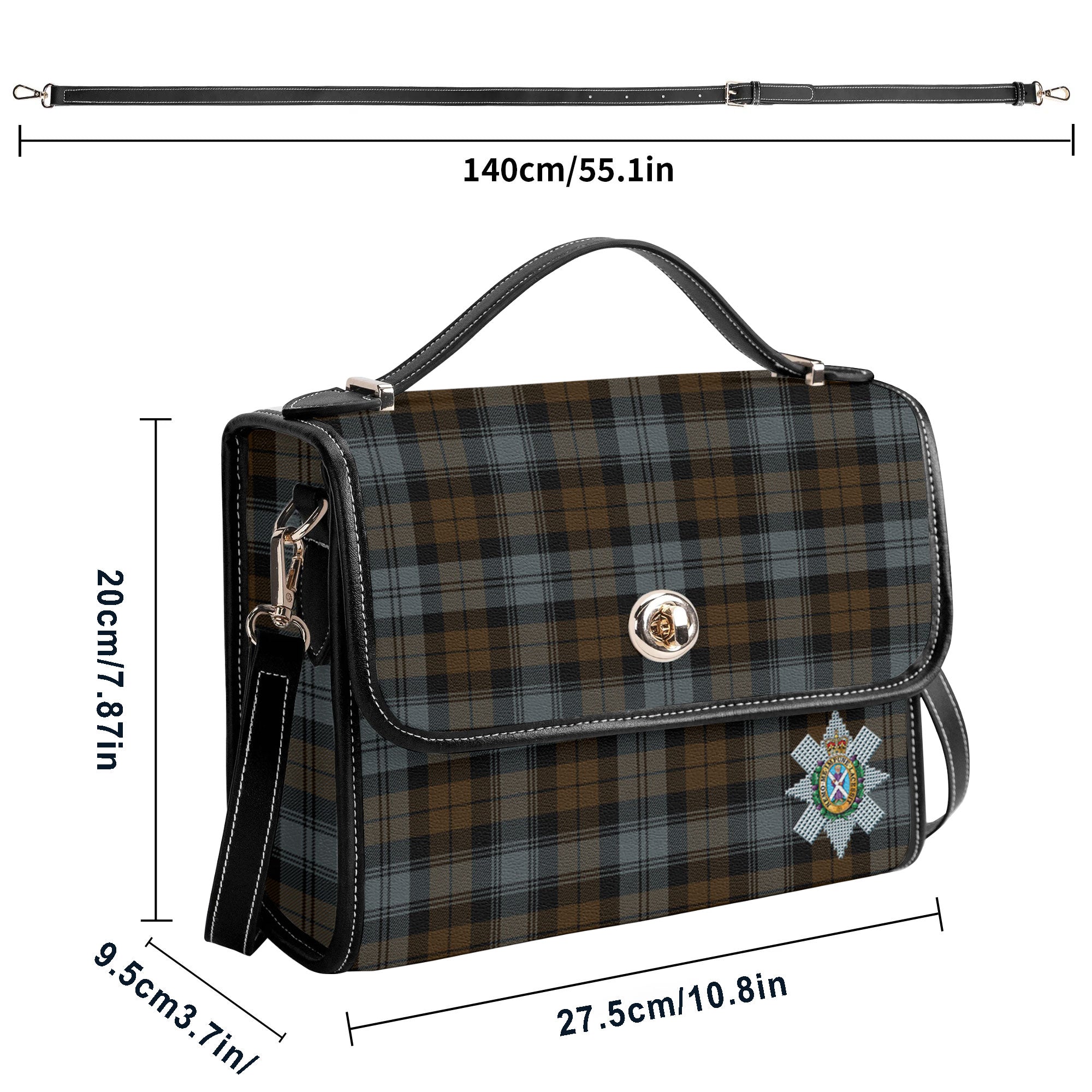 Black Watch Weathered Tartan Crest Satchel Bag