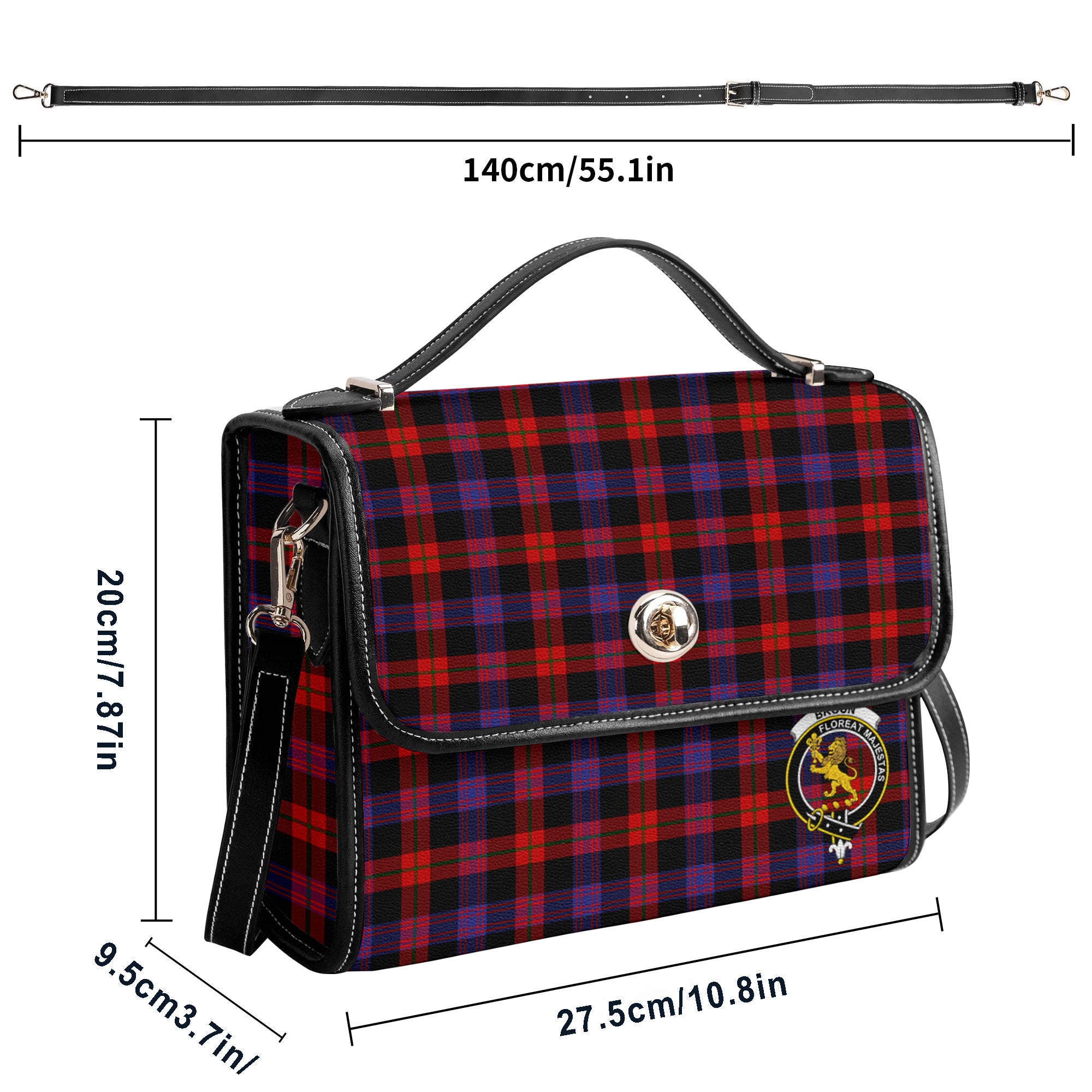 Broun Modern Tartan Crest Satchel Bag