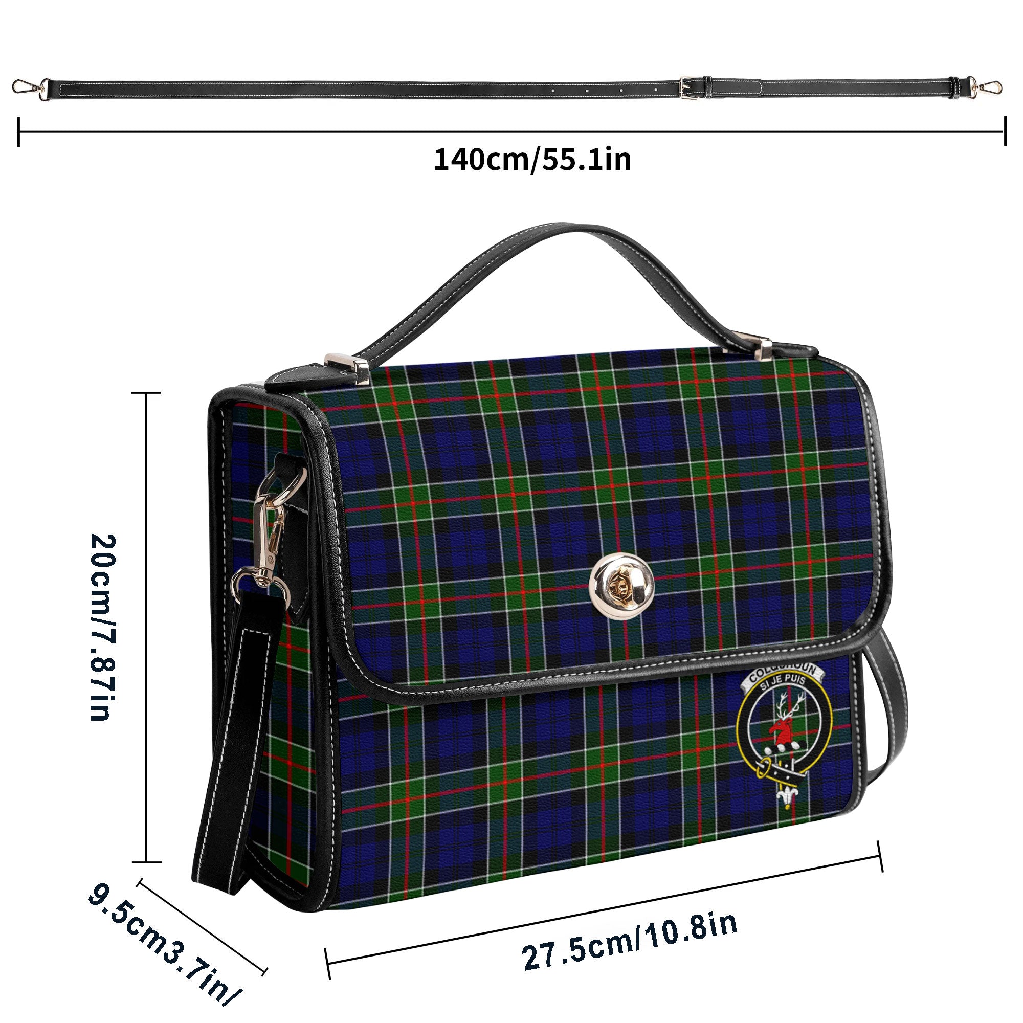 Colquhoun Modern Tartan Crest Satchel Bag