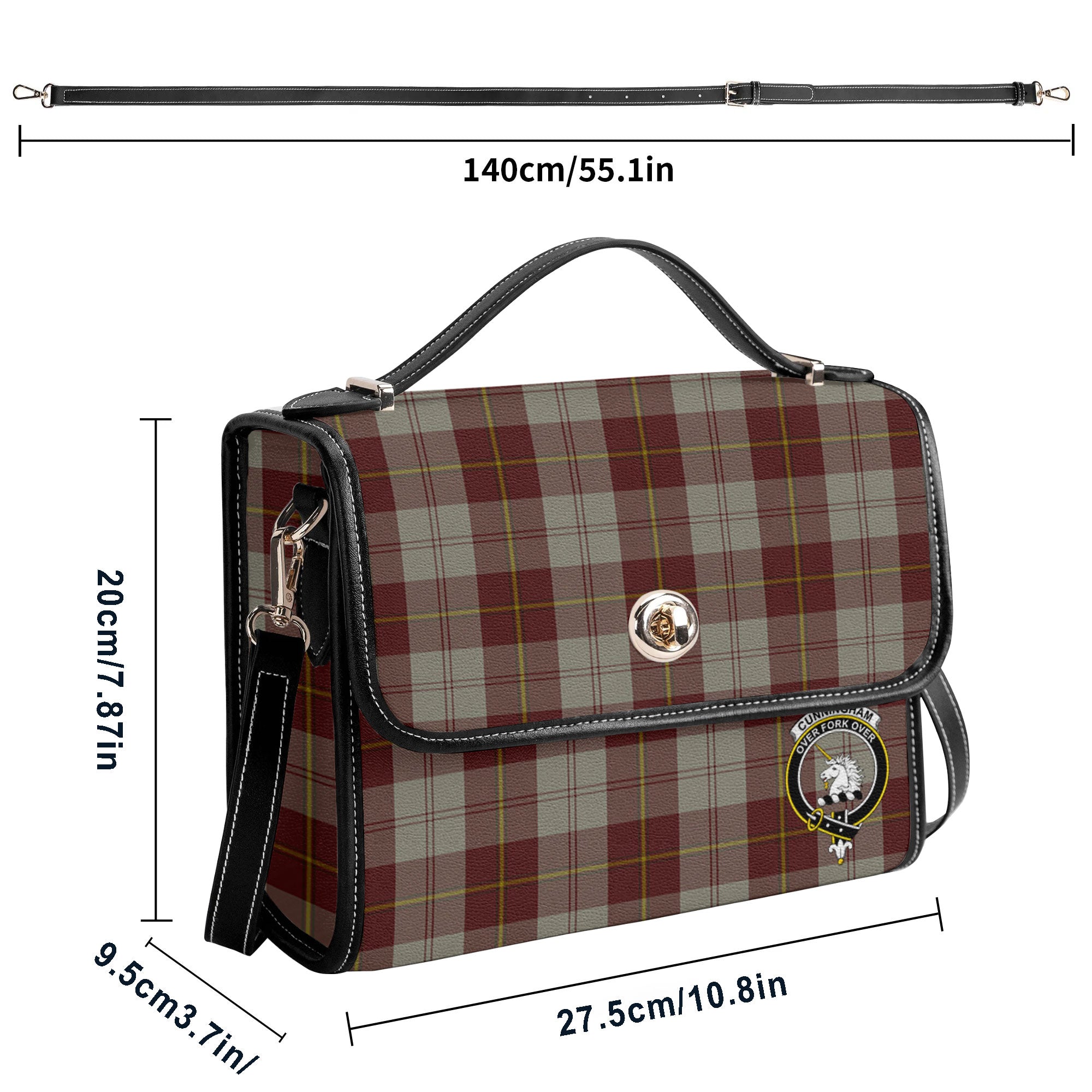 Cunningham Burgundy Dancers Tartan Crest Satchel Bag
