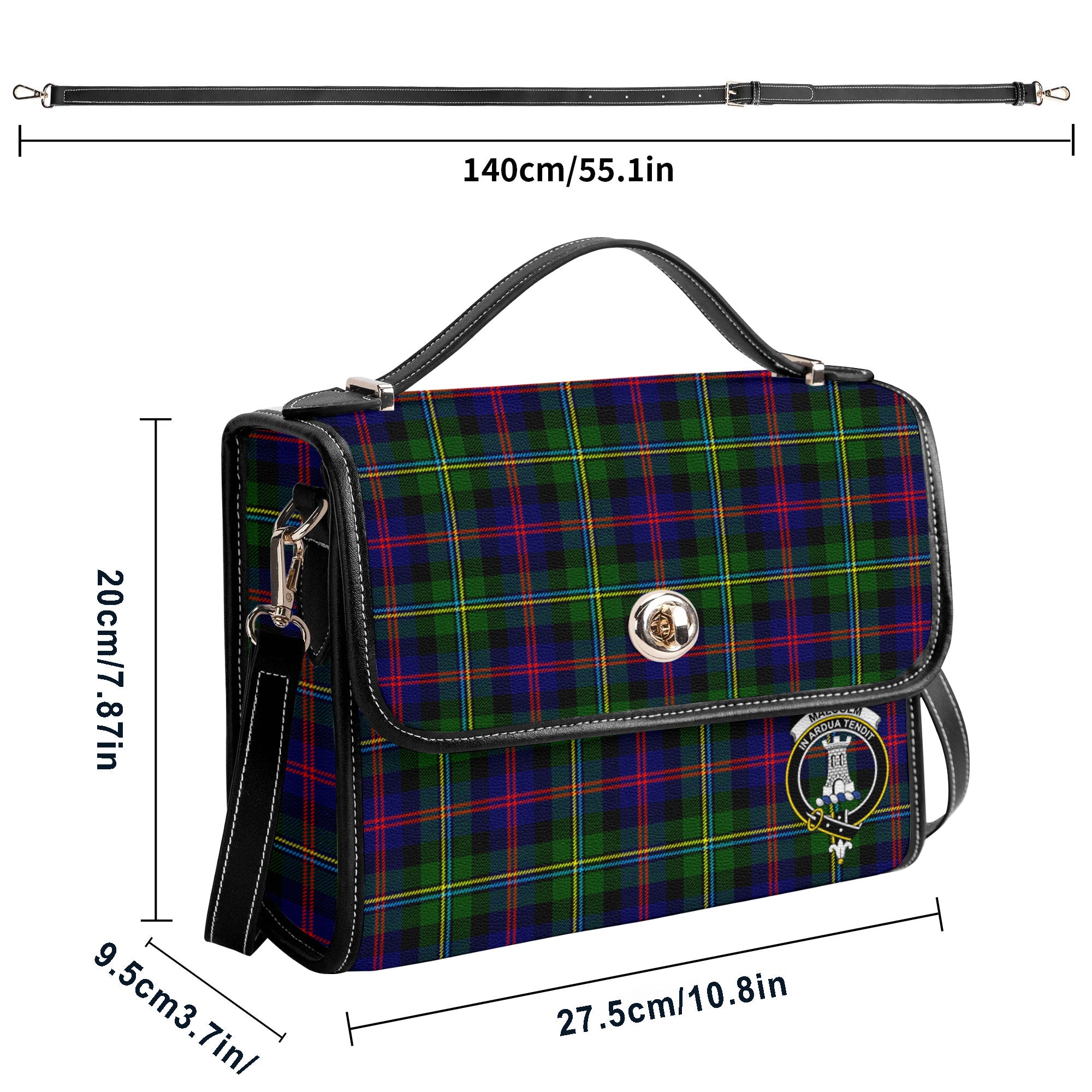 Malcolm (or MacCallum) Tartan Crest Satchel Bag