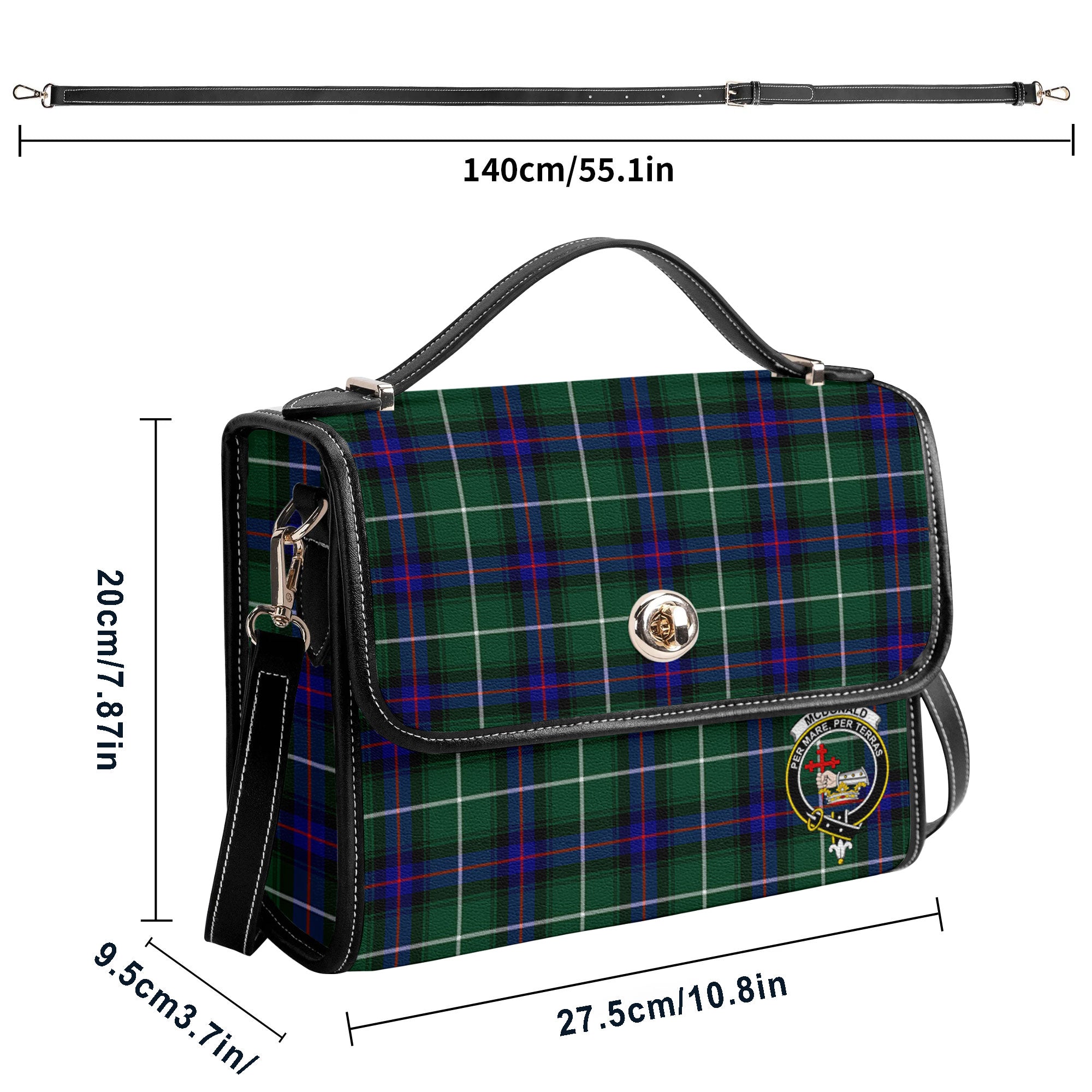 McDonald of the Isles Hunting Modern Tartan Crest Satchel Bag