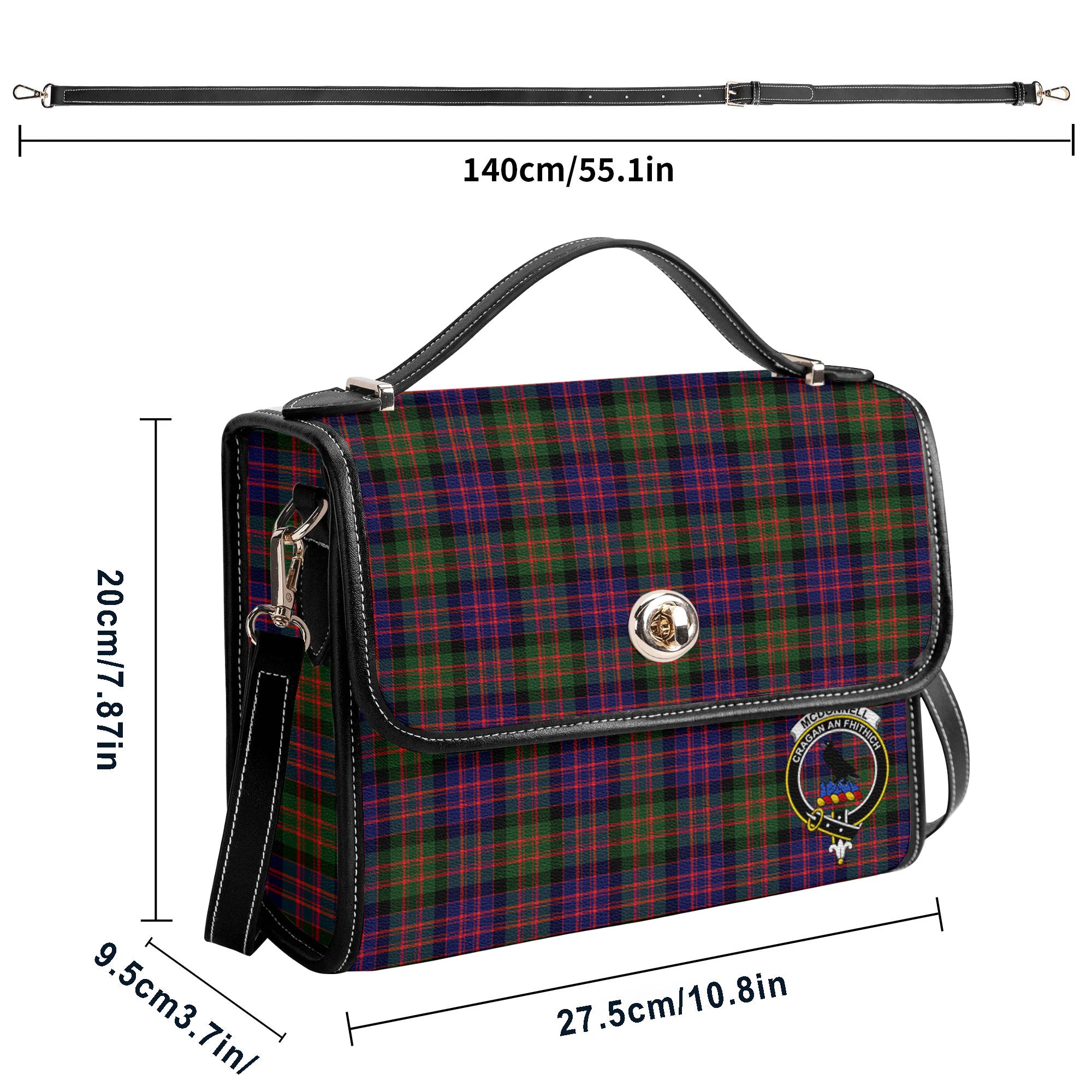 McDonnell of Glengarry Modern Tartan Crest Satchel Bag