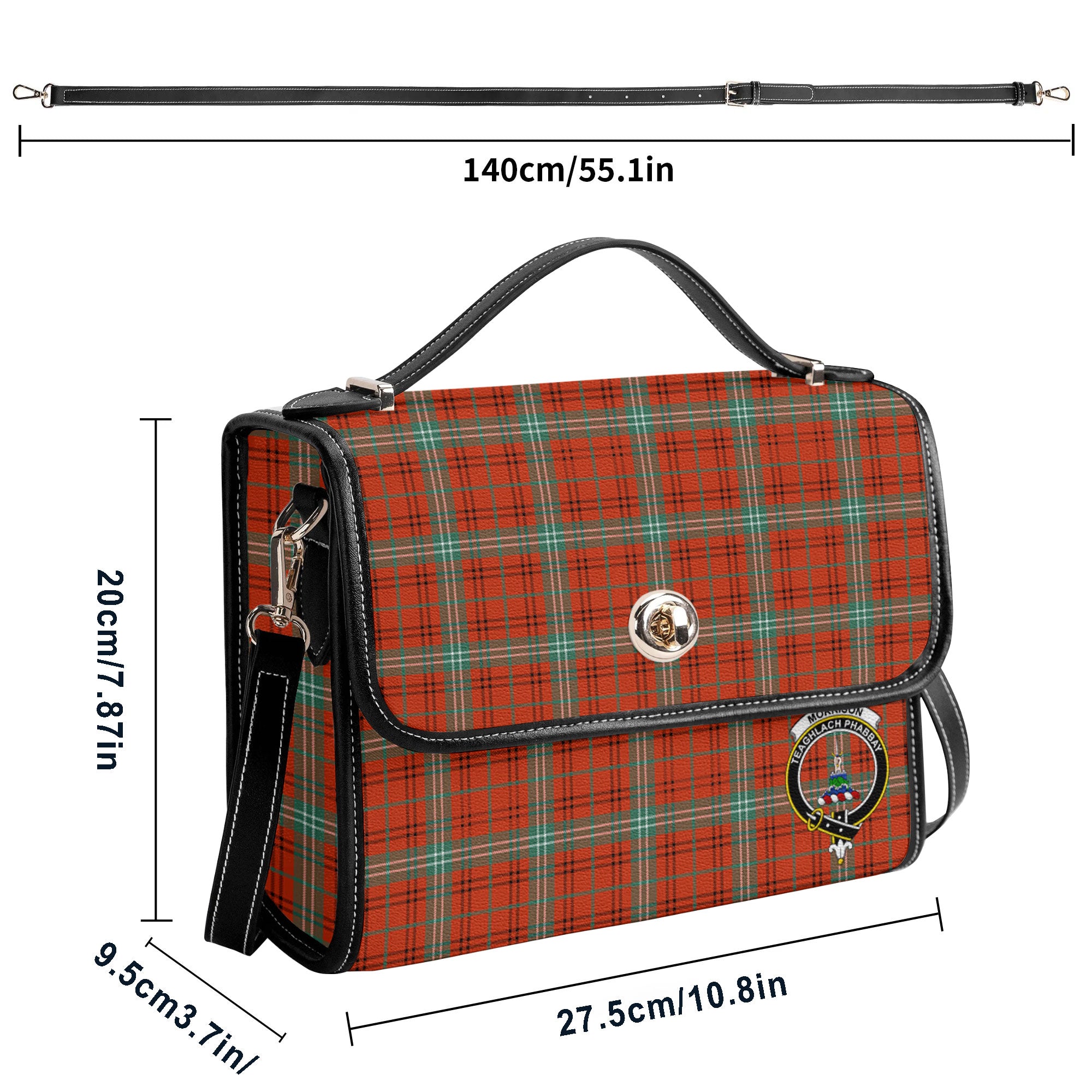 Morrison Red Ancient Tartan Crest Satchel Bag