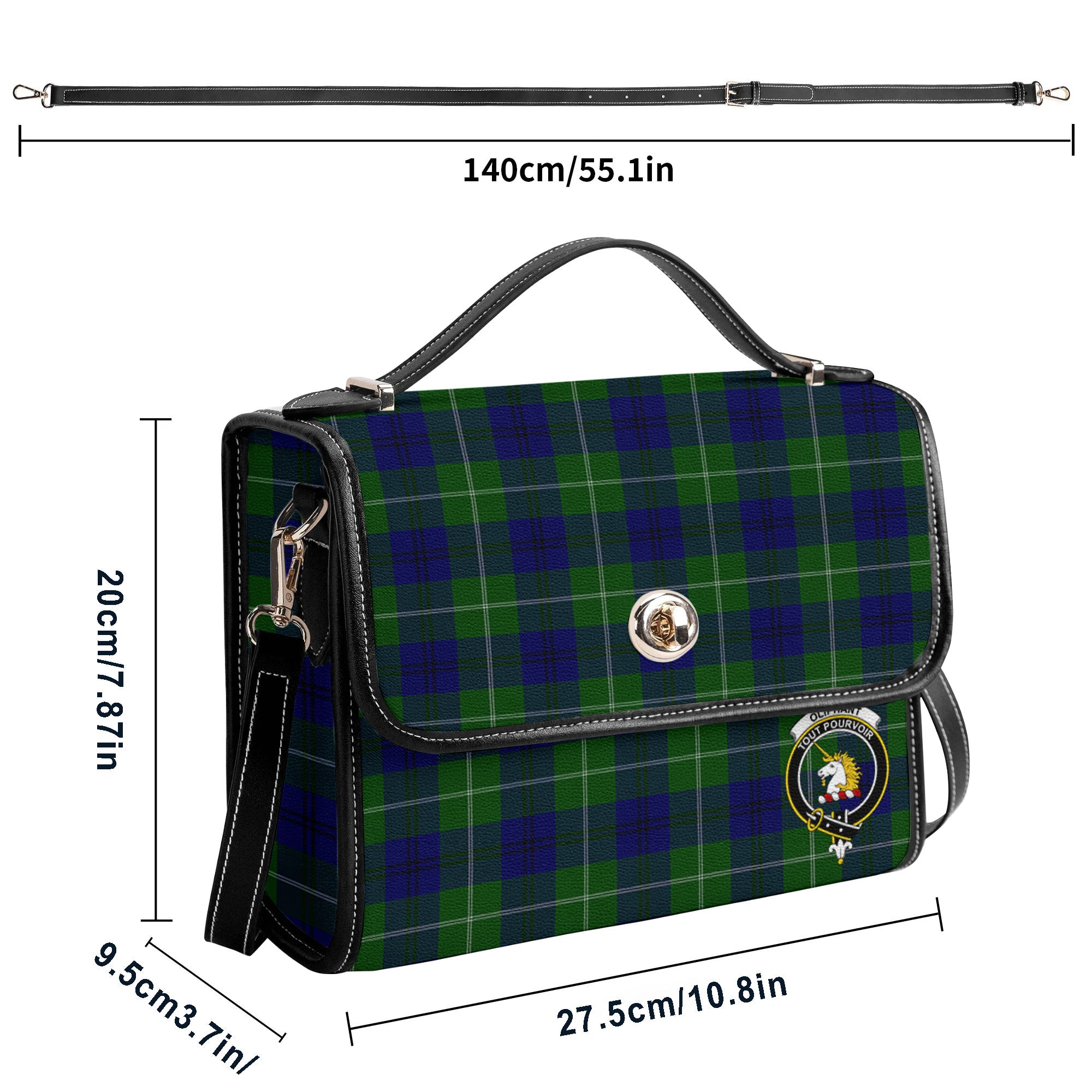 Oliphant Modern Tartan Crest Satchel Bag