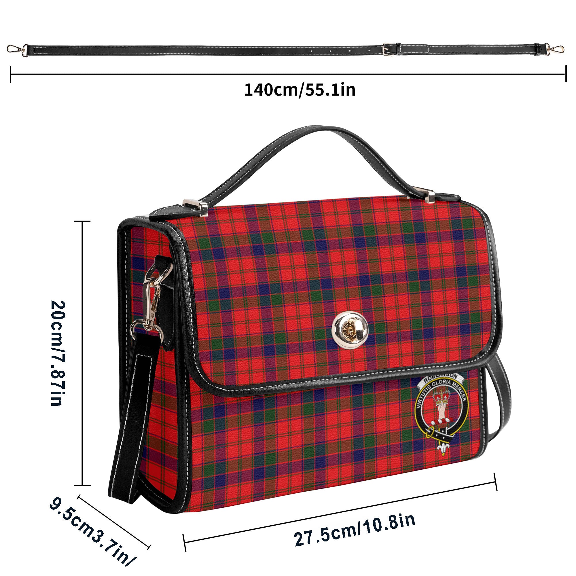 Robertson Modern Tartan Crest Satchel Bag