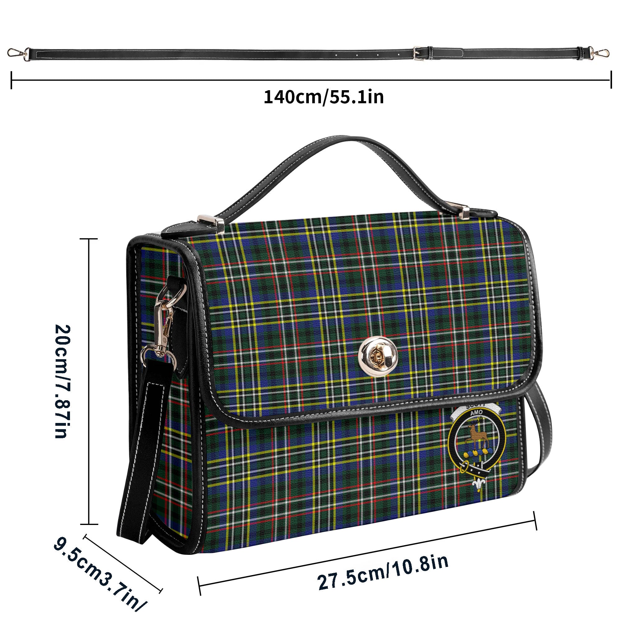 Scott Green Modern Tartan Crest Satchel Bag