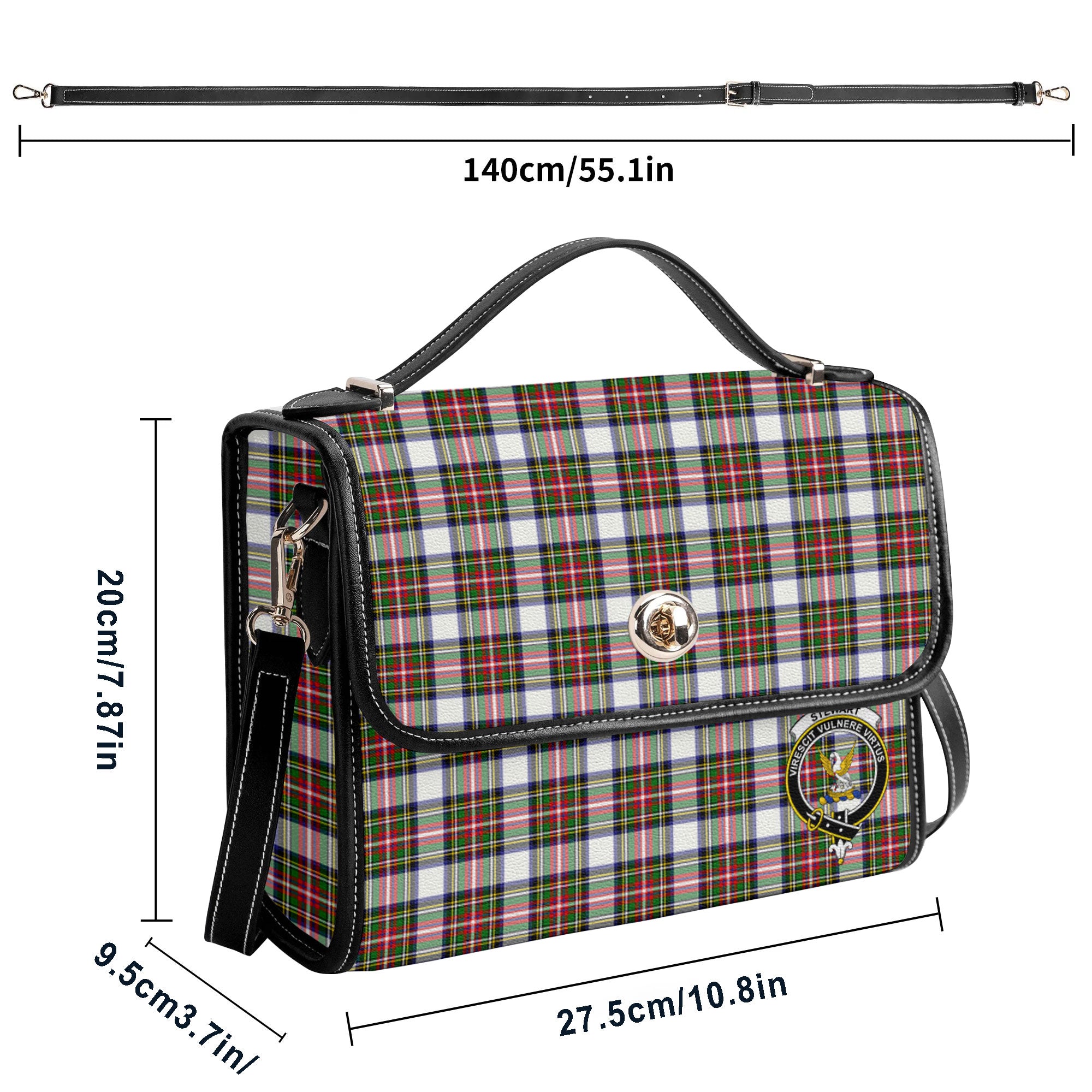Stewart Dress Modern Tartan Crest Satchel Bag