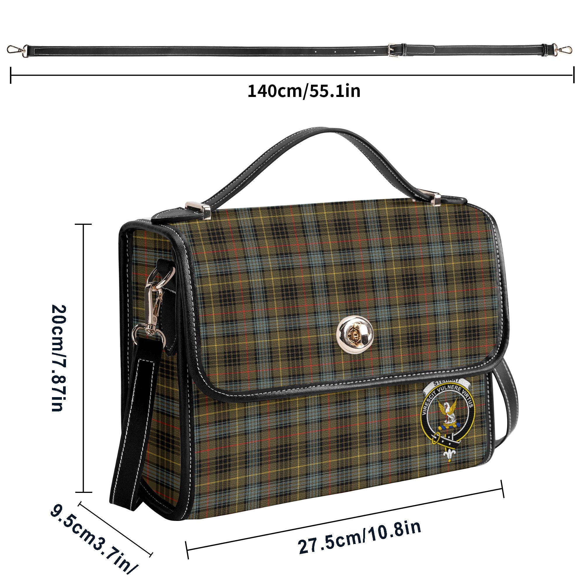Stewart Hunting Weathered Tartan Crest Satchel Bag