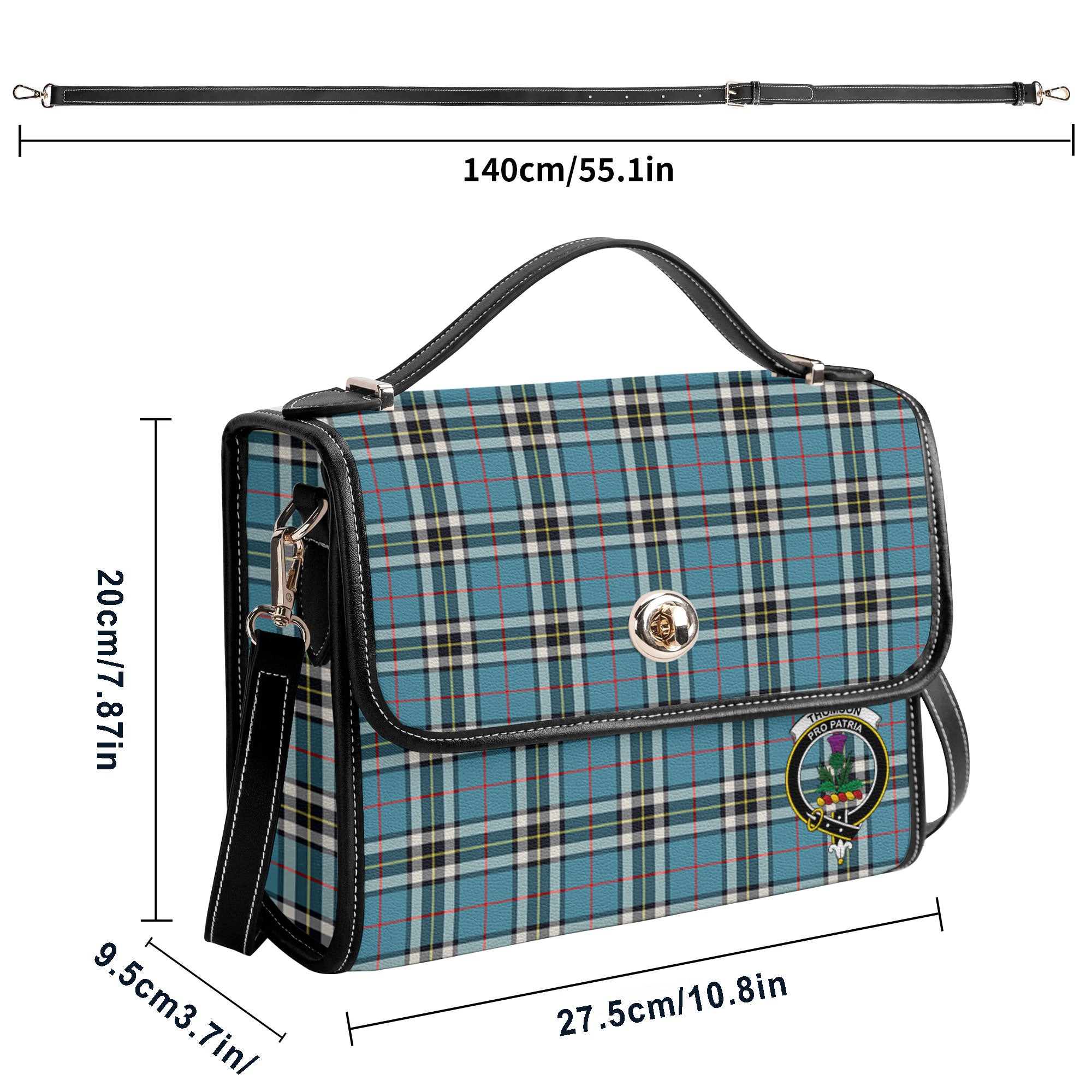 Thomson Blue Tartan Crest Satchel Bag