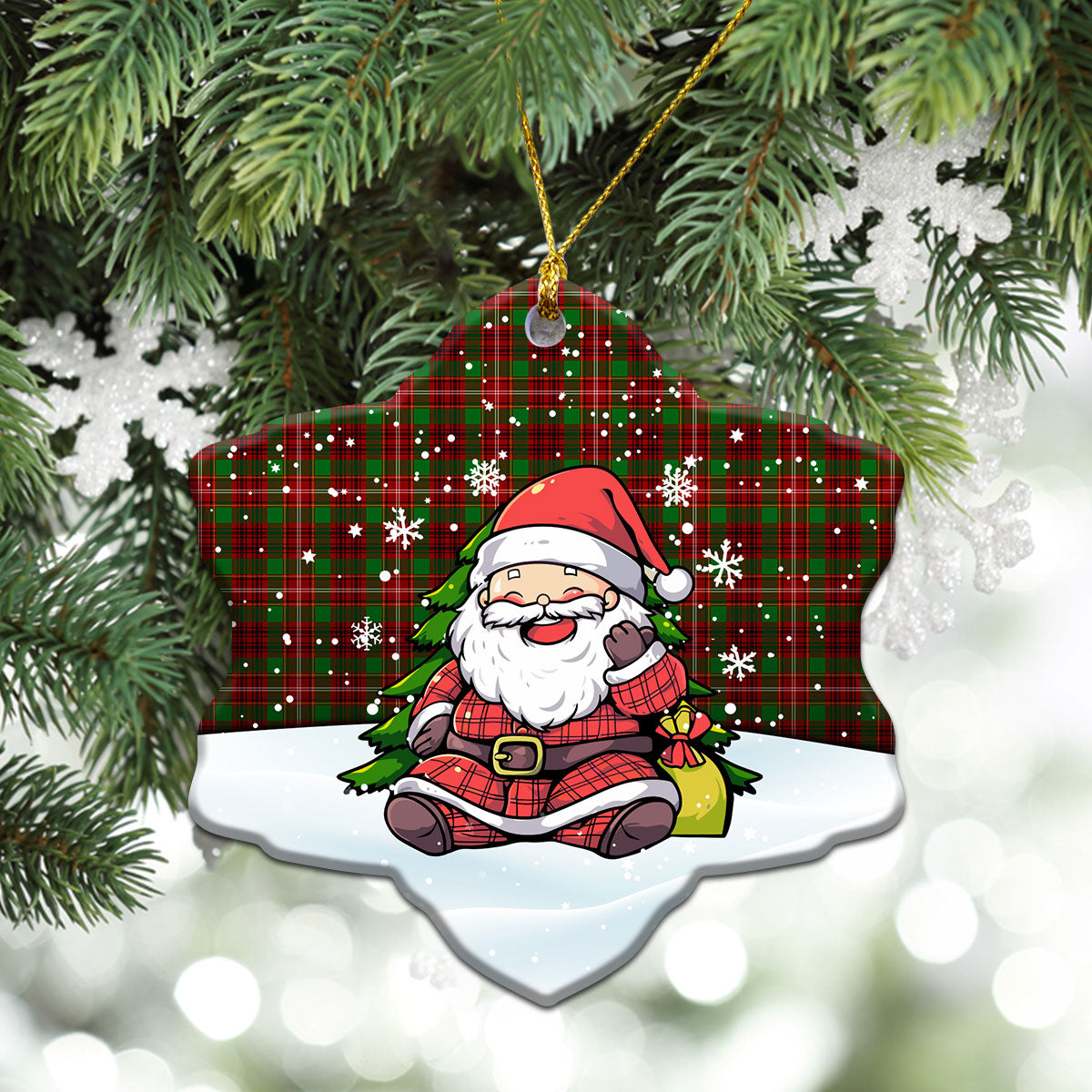 Ainslie Tartan Christmas Ceramic Ornament - Scottish Santa Style