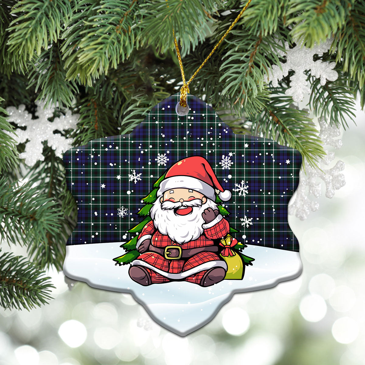 Allardice Tartan Christmas Ceramic Ornament - Scottish Santa Style