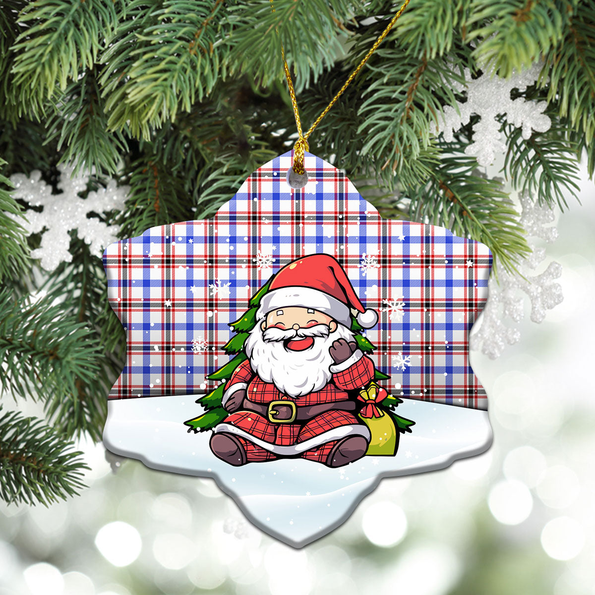 Boswell Modern Tartan Christmas Ceramic Ornament - Scottish Santa Style