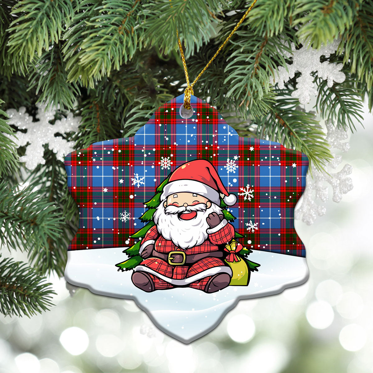 Dalmahoy Tartan Christmas Ceramic Ornament - Scottish Santa Style