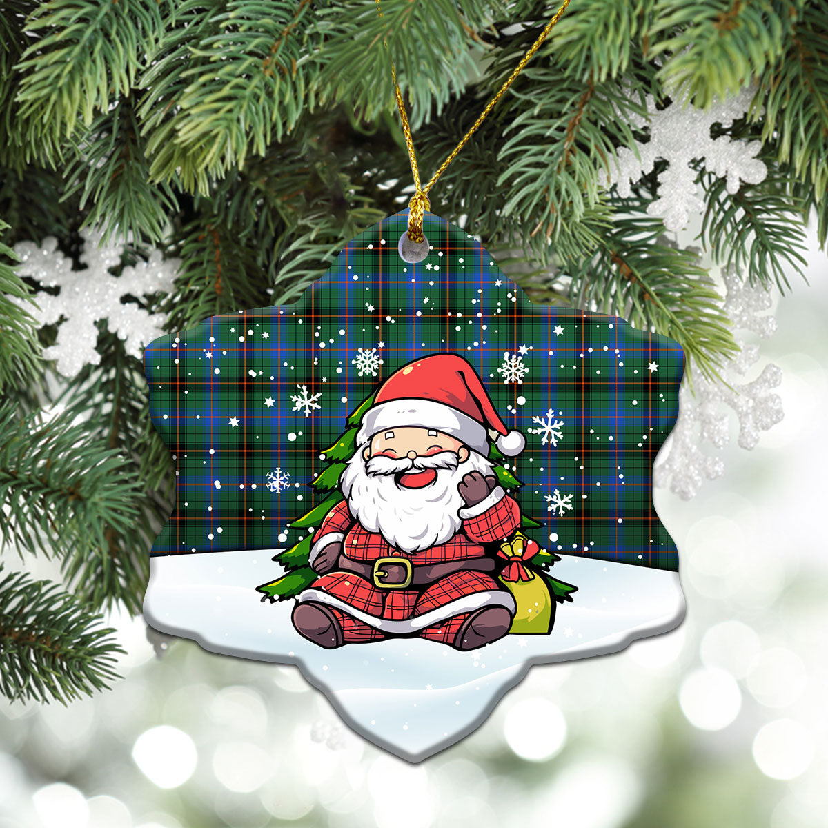 Davidson Ancient Tartan Christmas Ceramic Ornament - Scottish Santa Style