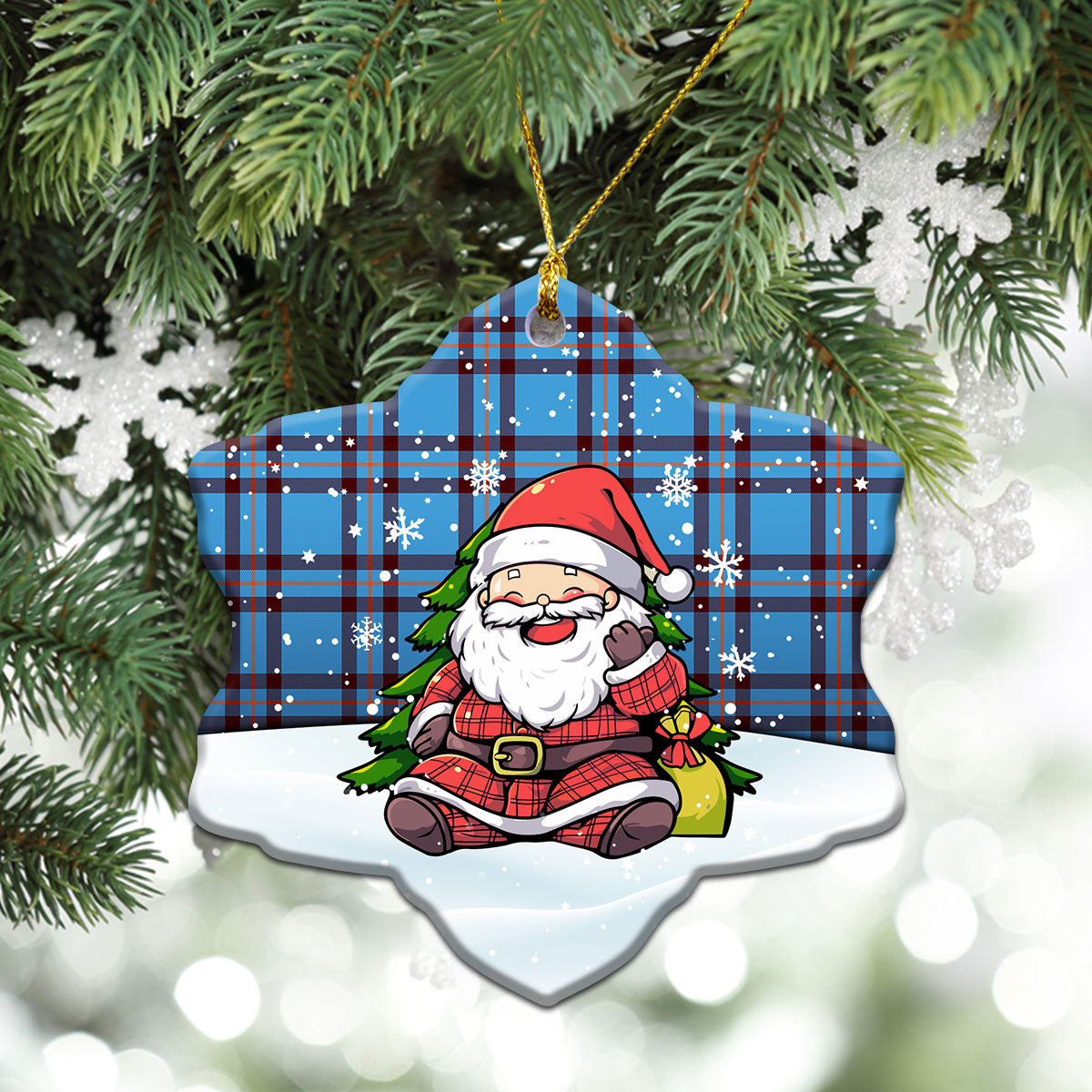 Elliott Ancient Tartan Christmas Ceramic Ornament - Scottish Santa Style