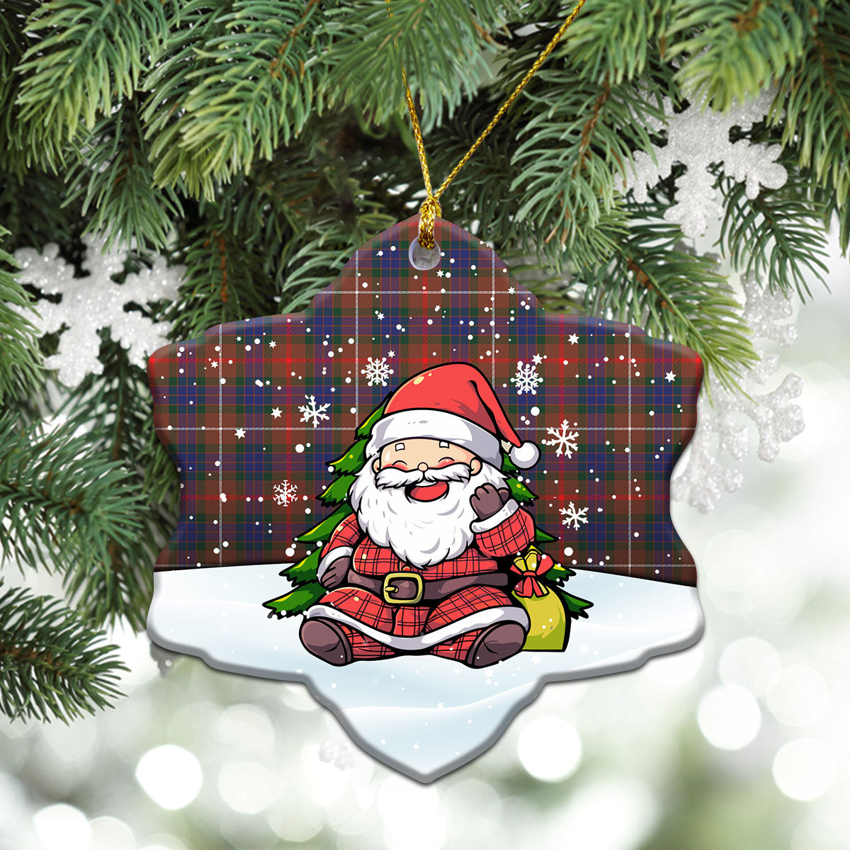 Fraser (of Lovat) Hunting Modern Tartan Christmas Ceramic Ornament - Scottish Santa Style