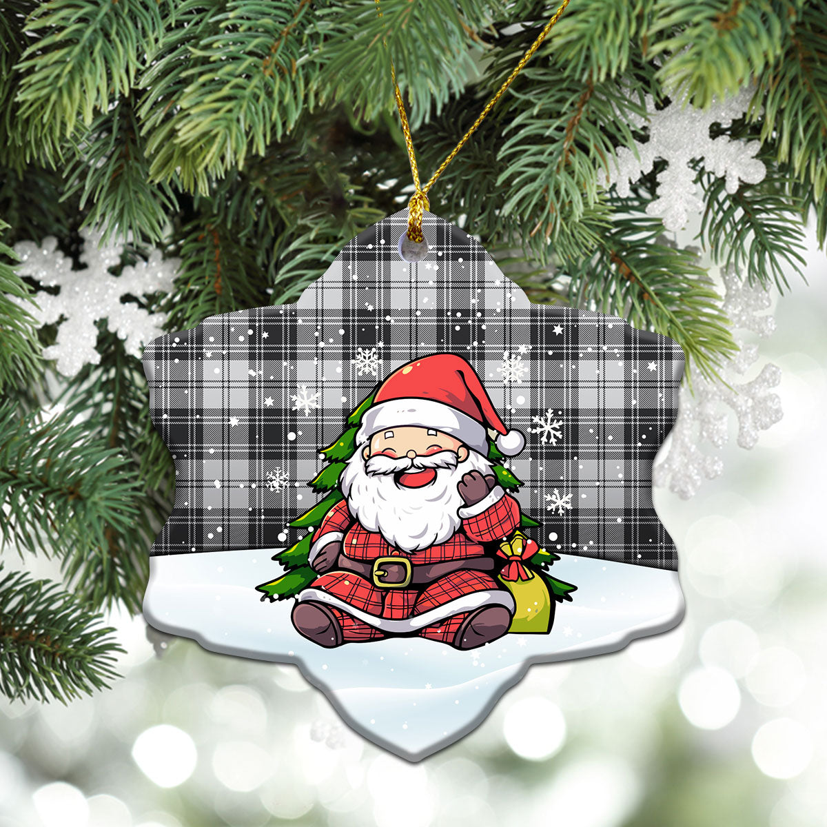 Glen Tartan Christmas Ceramic Ornament - Scottish Santa Style