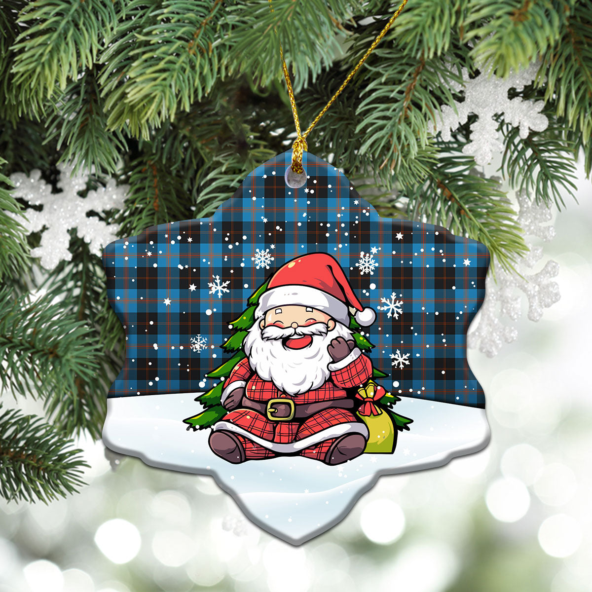 Horsburgh Tartan Christmas Ceramic Ornament - Scottish Santa Style