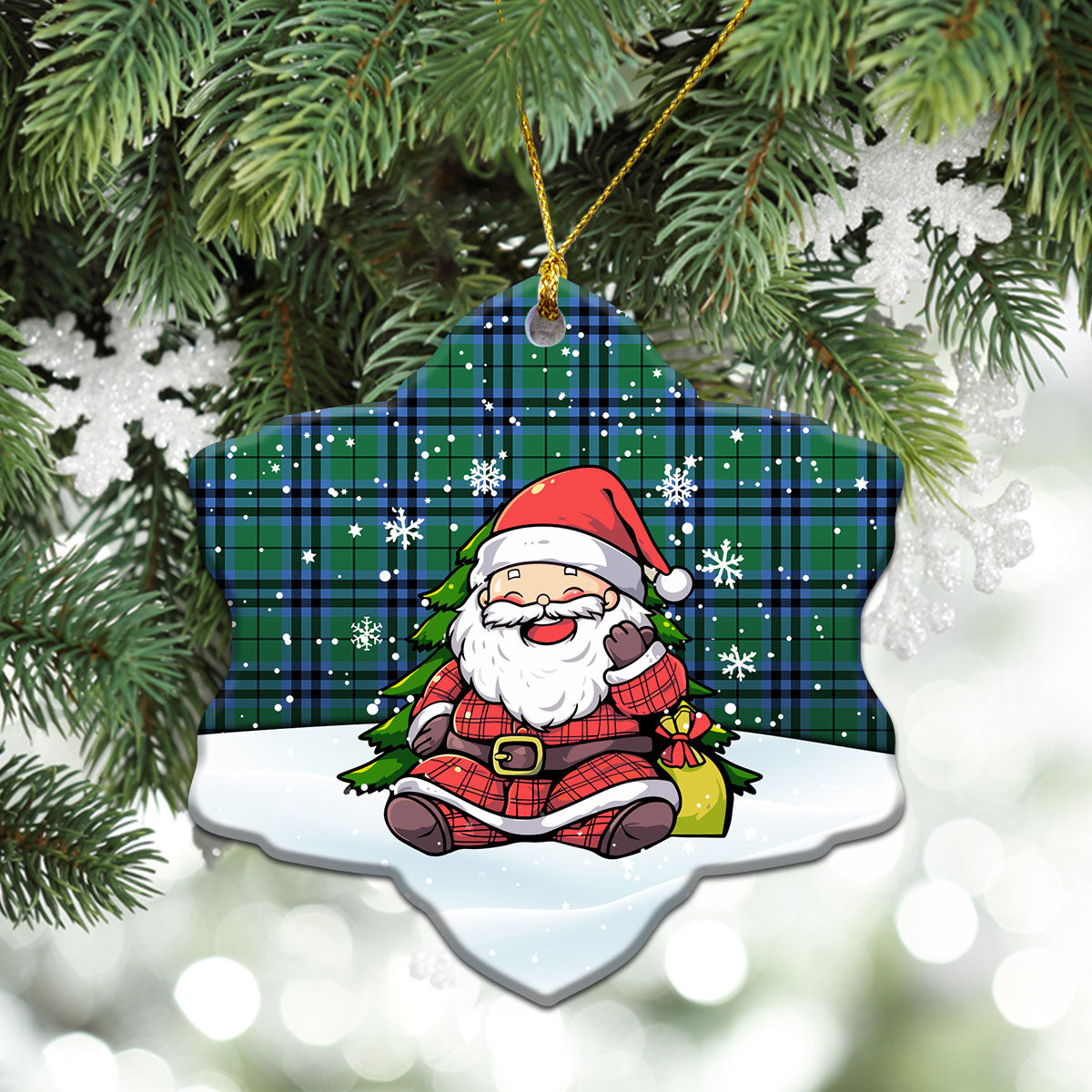 Keith Ancient Tartan Christmas Ceramic Ornament - Scottish Santa Style