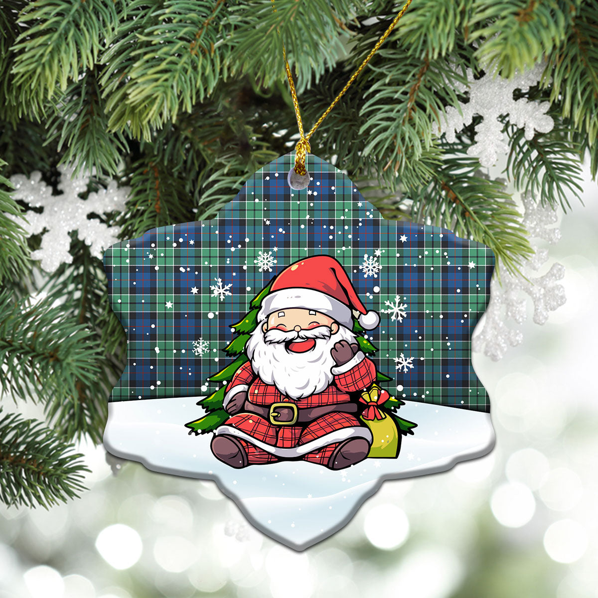 Leslie Hunting Ancient Tartan Christmas Ceramic Ornament - Scottish Santa Style