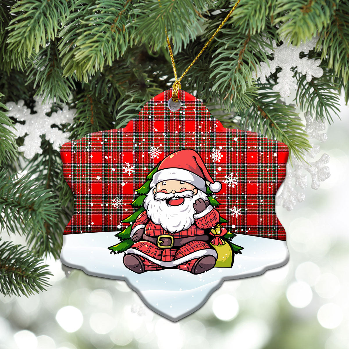 MacBean Tartan Christmas Ceramic Ornament - Scottish Santa Style