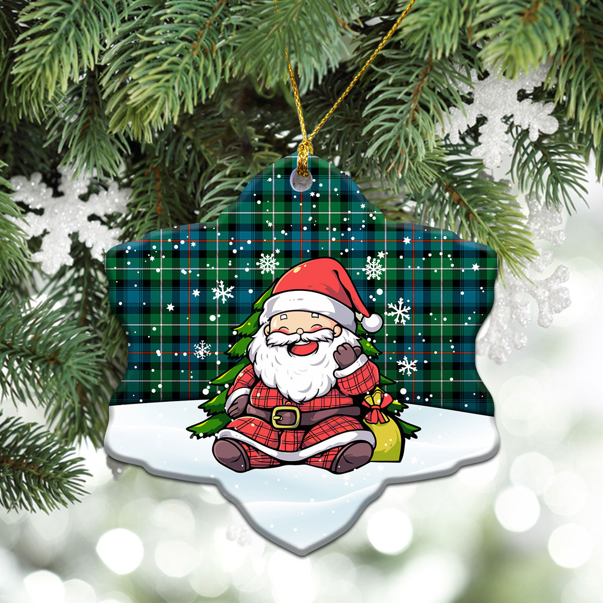 MacKenzie Ancient Tartan Christmas Ceramic Ornament - Scottish Santa Style