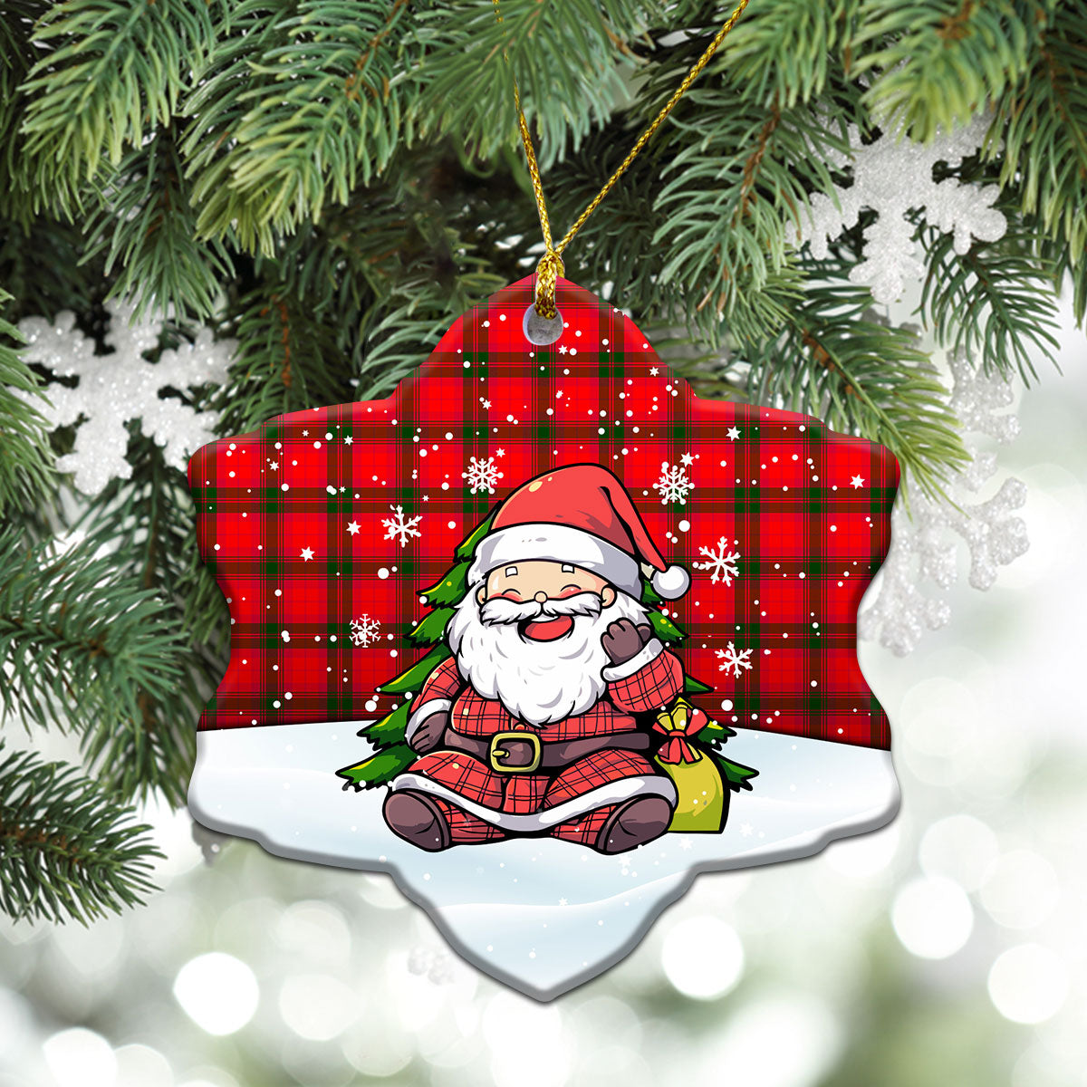 MacNab Modern Tartan Christmas Ceramic Ornament - Scottish Santa Style