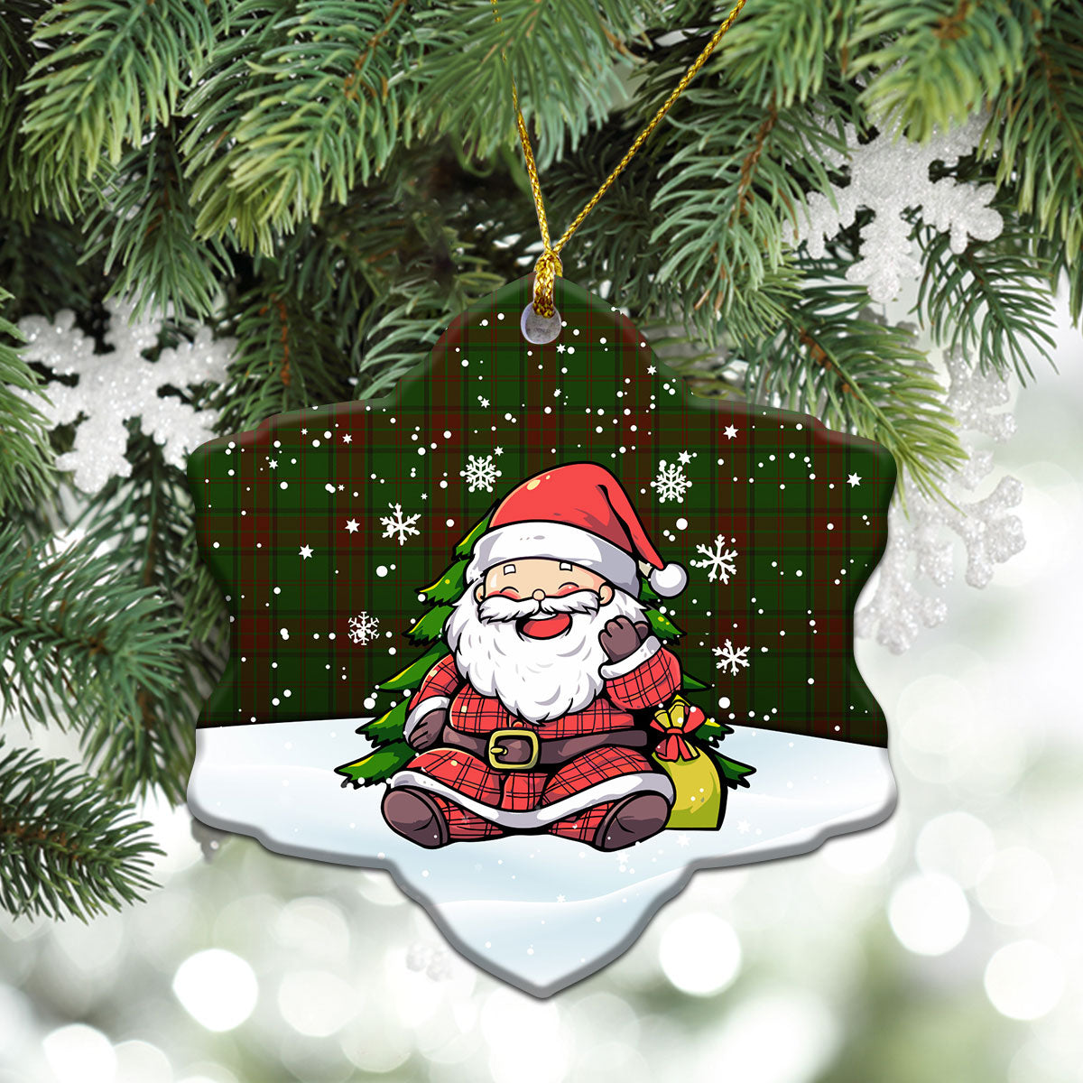 Maxwell Hunting Tartan Christmas Ceramic Ornament - Scottish Santa Style