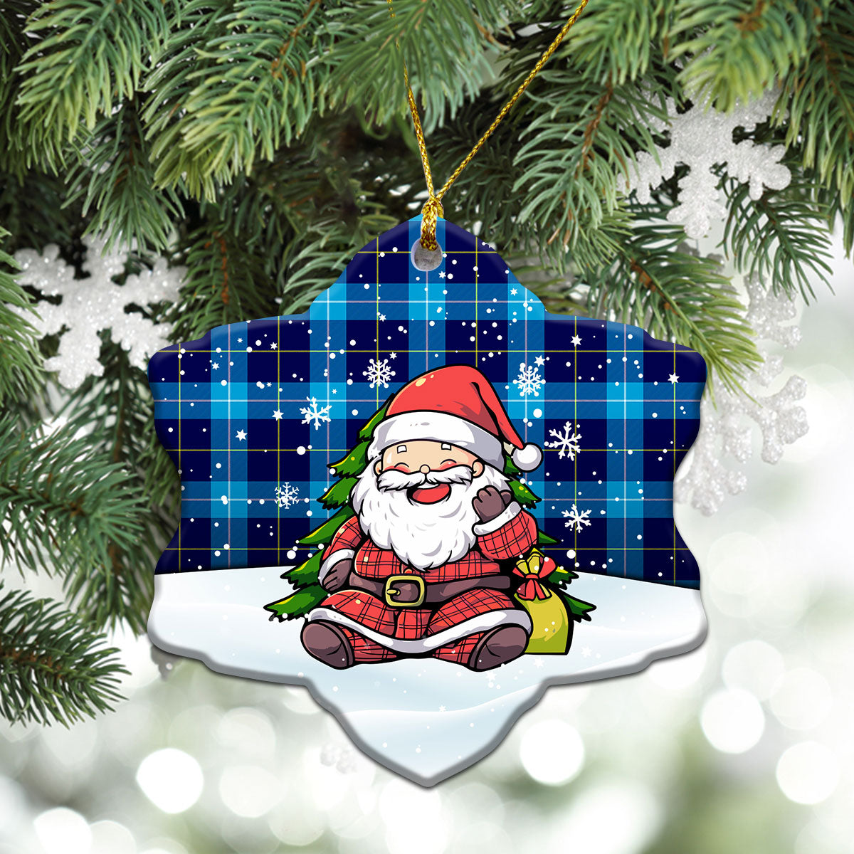 McKerrell Tartan Christmas Ceramic Ornament - Scottish Santa Style