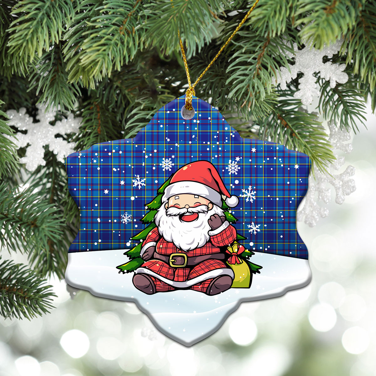 Mercer Modern Tartan Christmas Ceramic Ornament - Scottish Santa Style