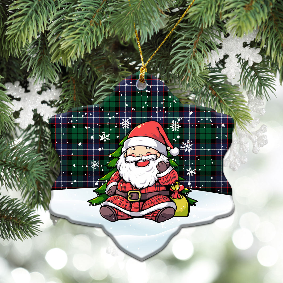 Mitchell Modern Tartan Christmas Ceramic Ornament - Scottish Santa Style