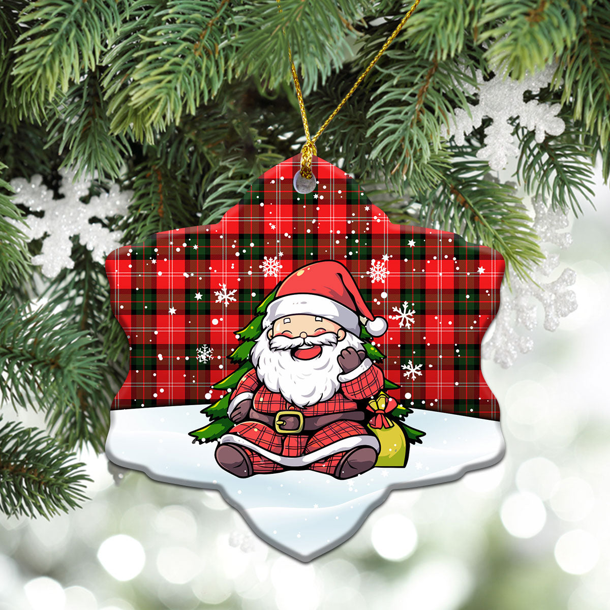 Nesbitt Modern Tartan Christmas Ceramic Ornament - Scottish Santa Style