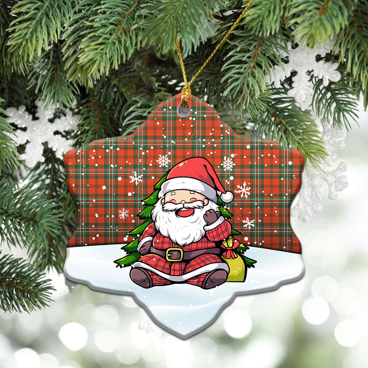 Scott Ancient Tartan Christmas Ceramic Ornament - Scottish Santa Style
