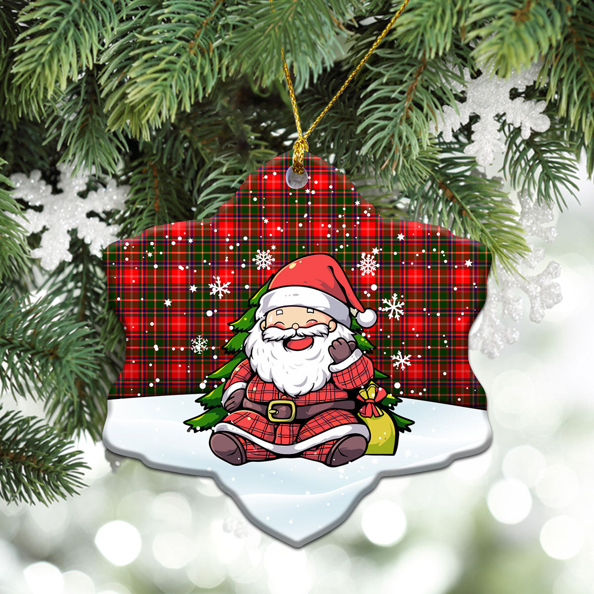 Somerville Tartan Christmas Ceramic Ornament - Scottish Santa Style