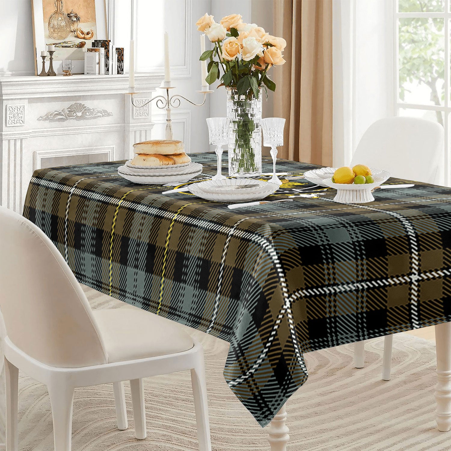 Campbell Argyll Weathered Tartan Crest Tablecloth