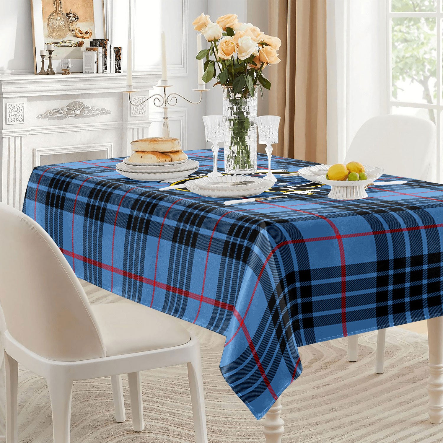MacKay Blue Tartan Crest Tablecloth