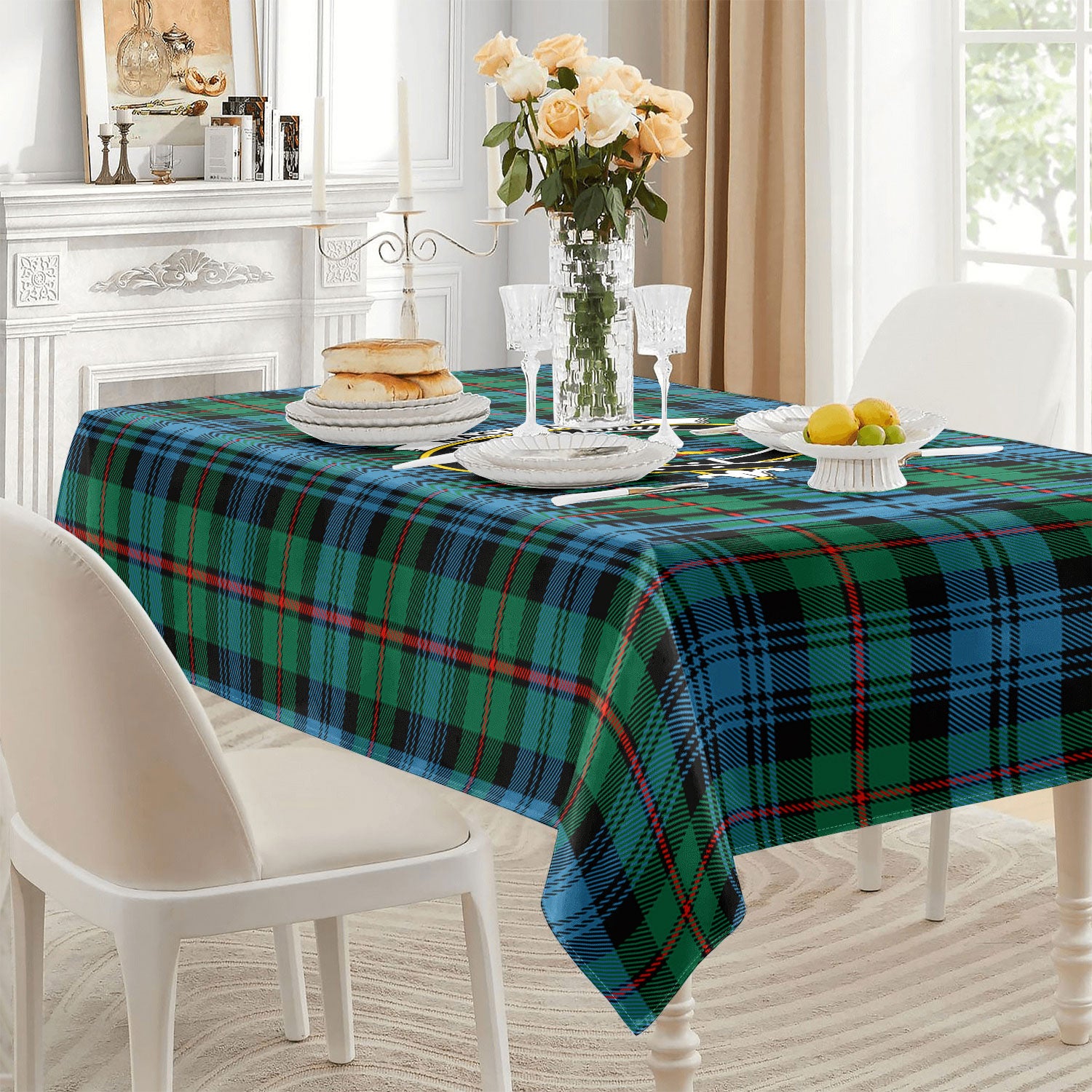 MacKinlay Ancient Tartan Crest Tablecloth